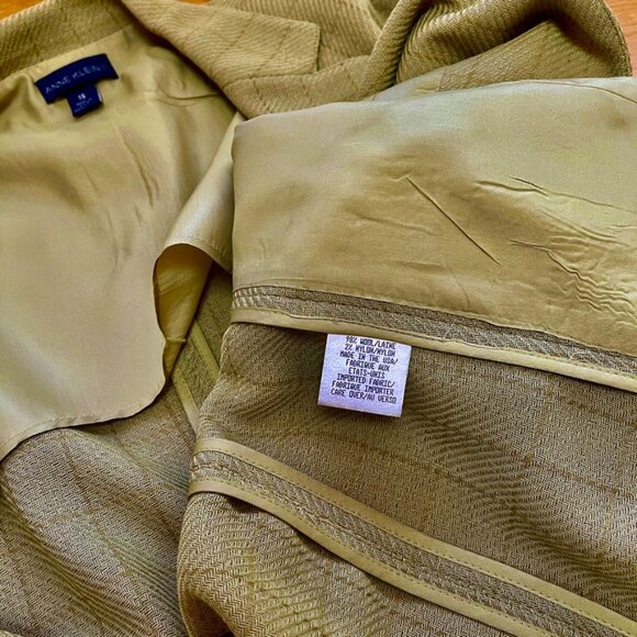 Vintage Anne Klein II Light Wool Blend Green Jacket Blazer Size 16 Made in USA - Picture 9 of 14